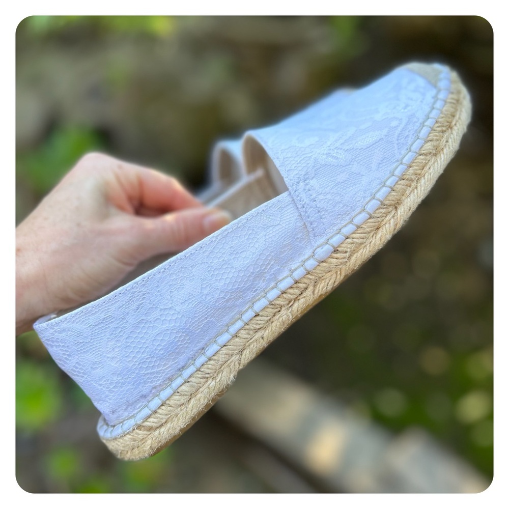 White lace espadrilles